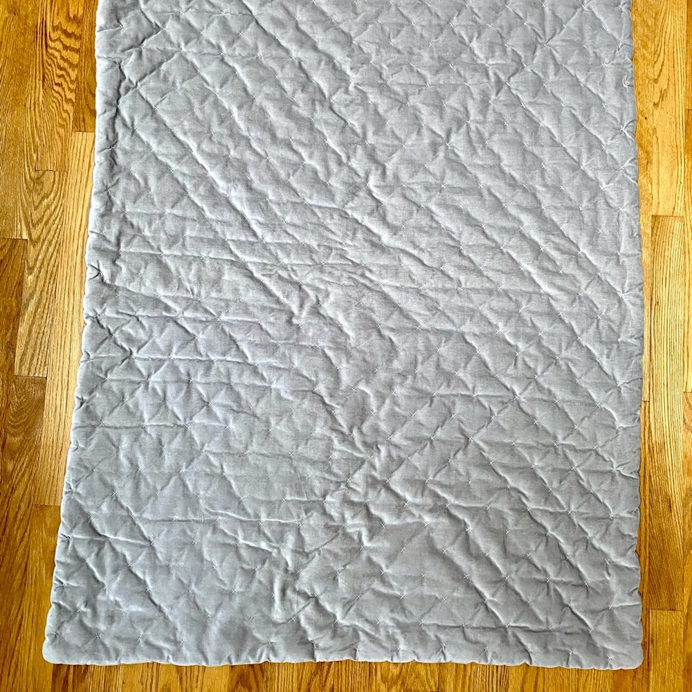 Restoration Hardware Hand Cross Stitch Velvet Toddler Quilt Gray Baby & Child